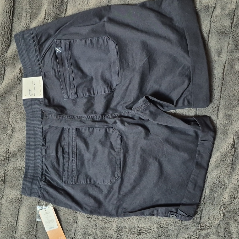 Denver Hayes Navy Mid-rise Bermuda Shorts In Size 8, New With Tags - Picture 3 of 11